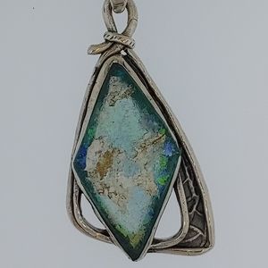 Sterling Silver Roman Glass one of a Kind Pendant